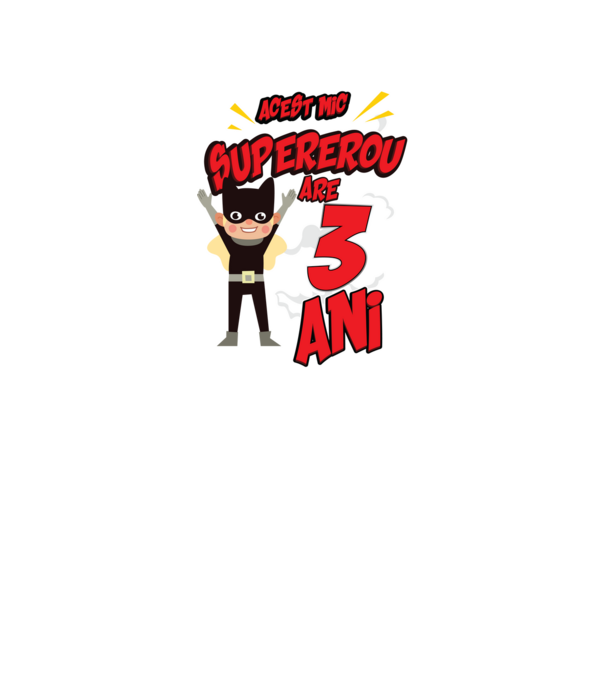 Acest mic supererou are 3 ani model negru pe tricou