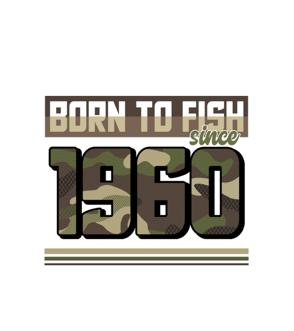 Born to fish since 1960 model alb pe tricou