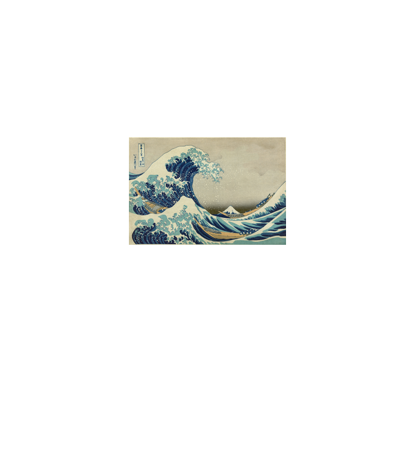 Great Wave of Kanagawa mască model alb pe tricou