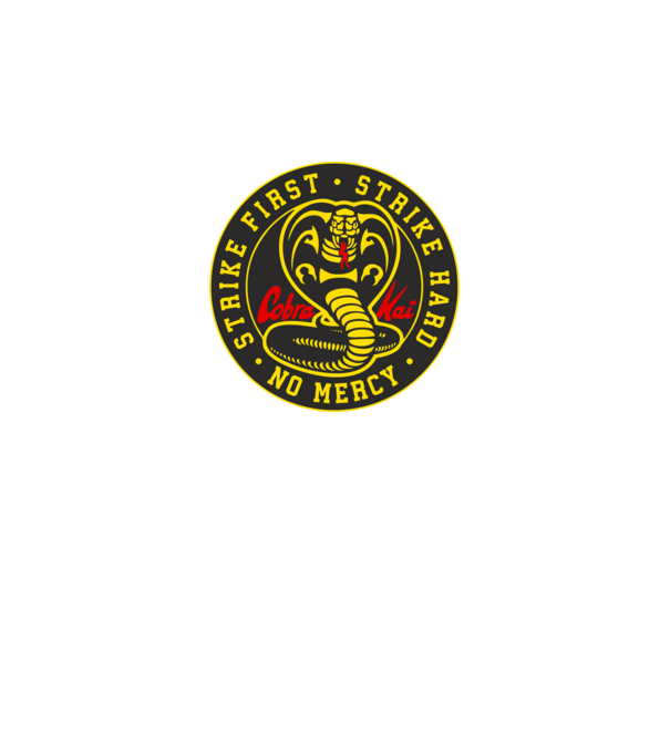 Strike first strike hard cobra kai model negru pe tricou