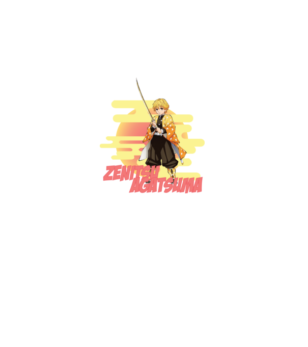 Demon Slayer Zenitsu model alb pe tricou