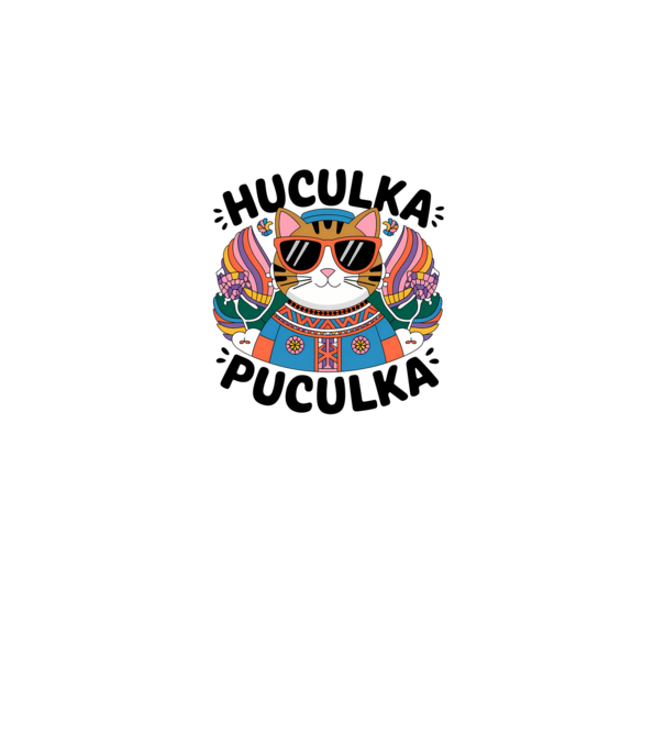 Huculka Puculka pisică 3 model alb pe tricou