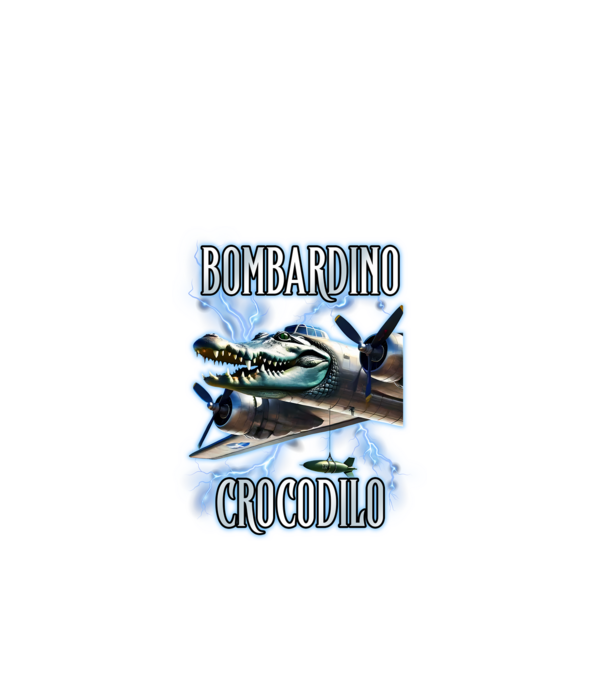 Bombardino Crocodilo model negru pe tricou