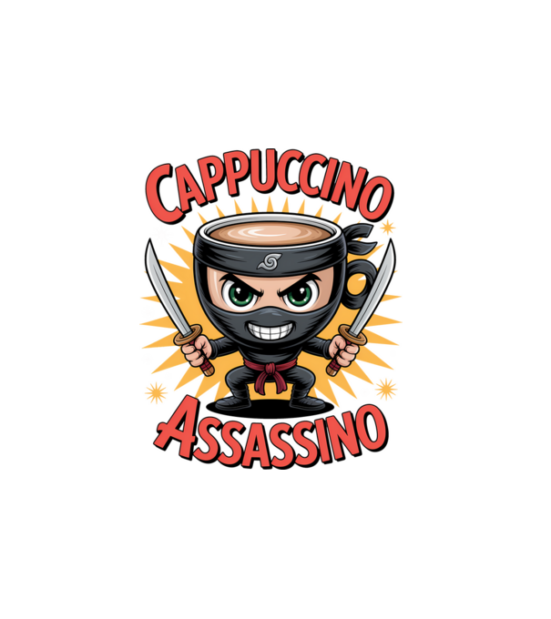Cappuccino Assasino model alb pe tricou