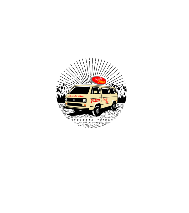 surfer boy pizza bus stranger things model verde de măr pe tricou