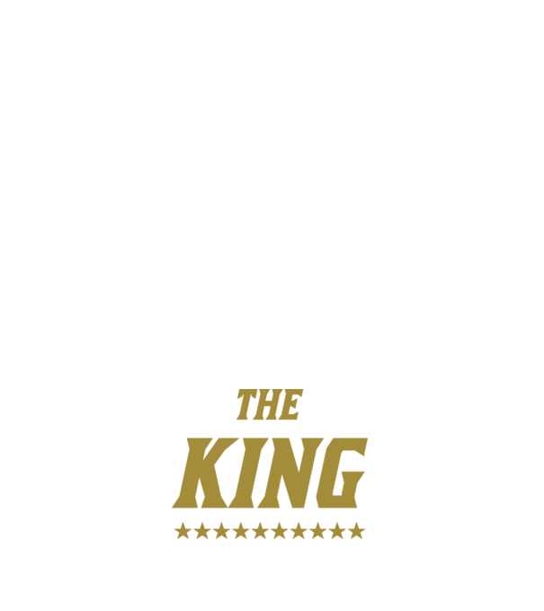 The King model albastru închis pe tricou