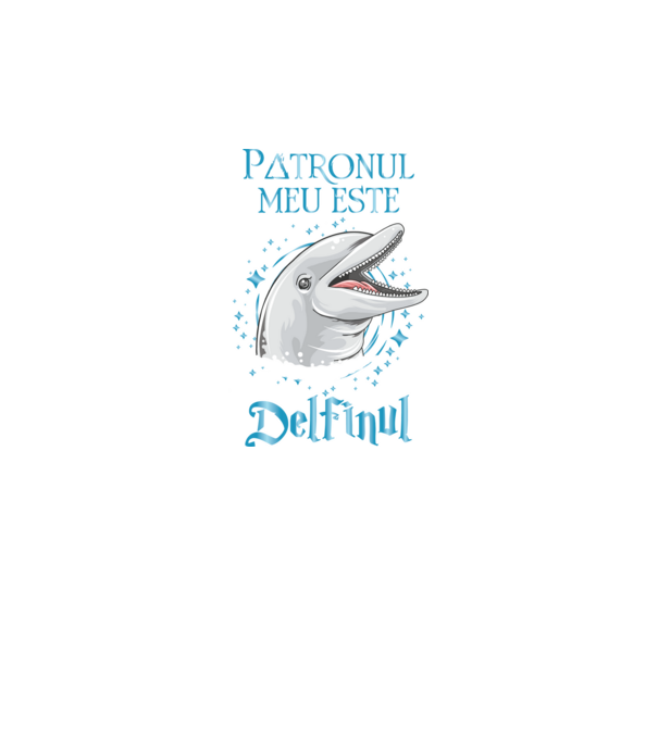 Patronul meu este DELFINUL model negru pe tricou