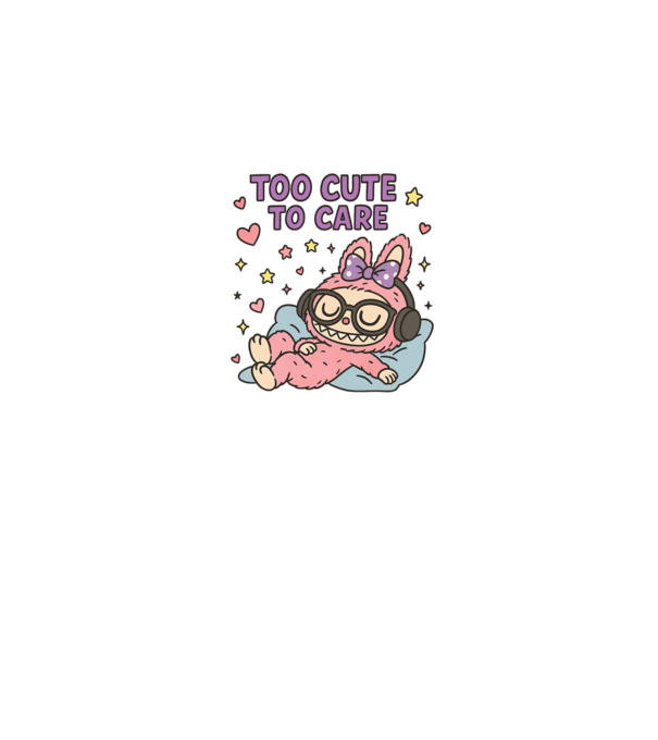 Too cute to care model negru pe tricou