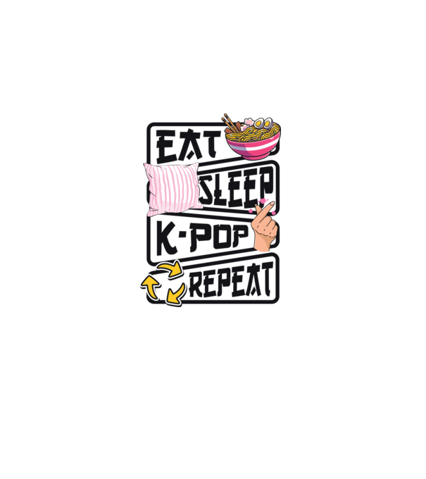 K-POP EAT SLEEP model alb pe tricou