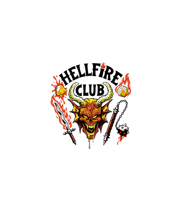 Hellfire ok model alb pe tricou