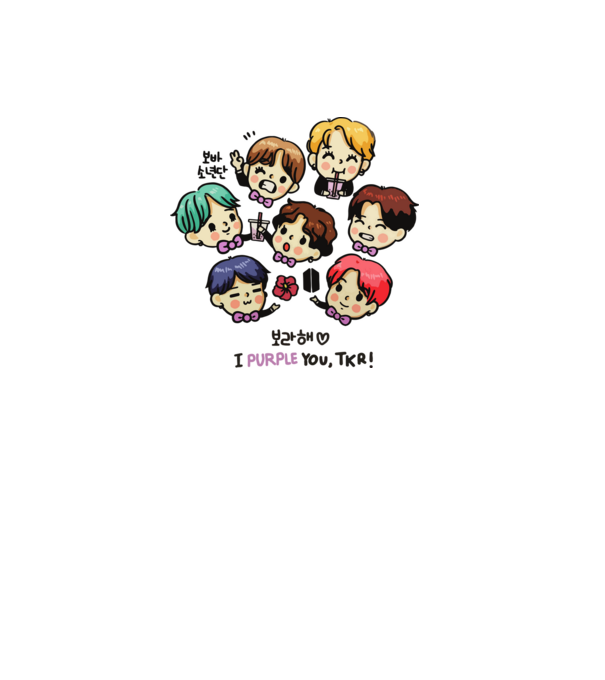 BTS chibi model roz deschis pe tricou