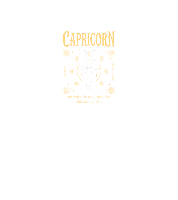 Zodiac bărbat CAPRICORN golden model negru pe tricou
