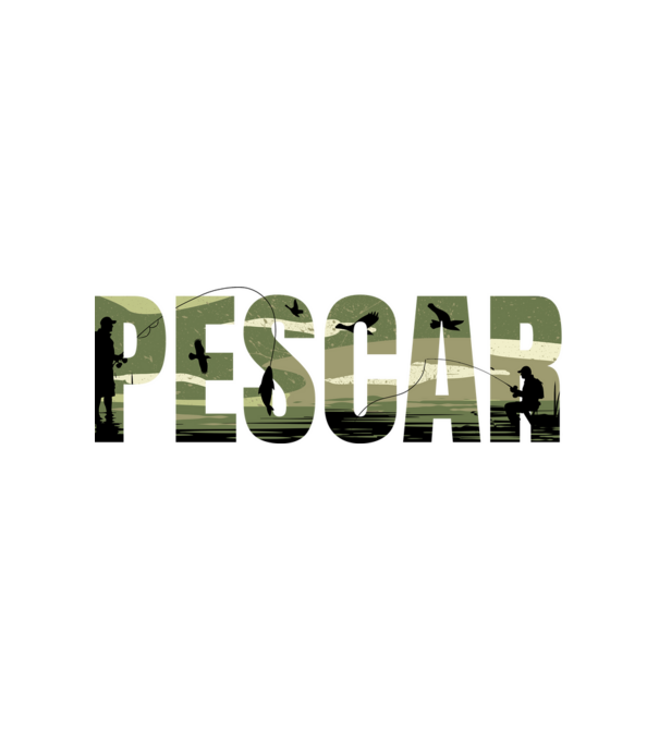 PESCAR model alb pe tricou