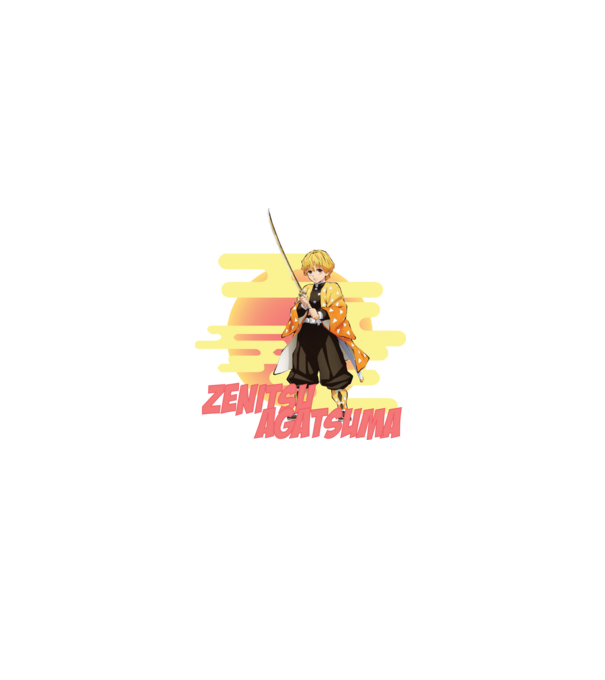 Demon Slayer Zenitsu model albastru deschis pe tricou