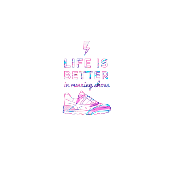 Life is better running shoes HOLO model negru pe tricou