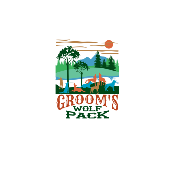 Grooms wolf pack model alb pe tricou