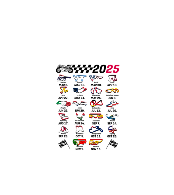 MOTOGP 25 CALENDAR alb model alb pe tricou