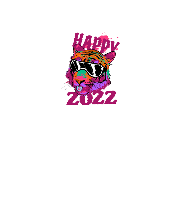 Happy 2022 tiger model alb pe tricou