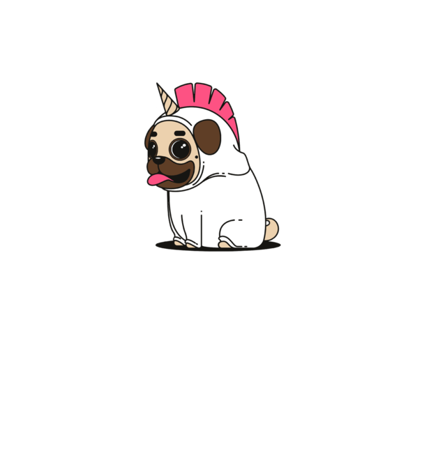 Pug Unicorn model galben deschis pe tricou
