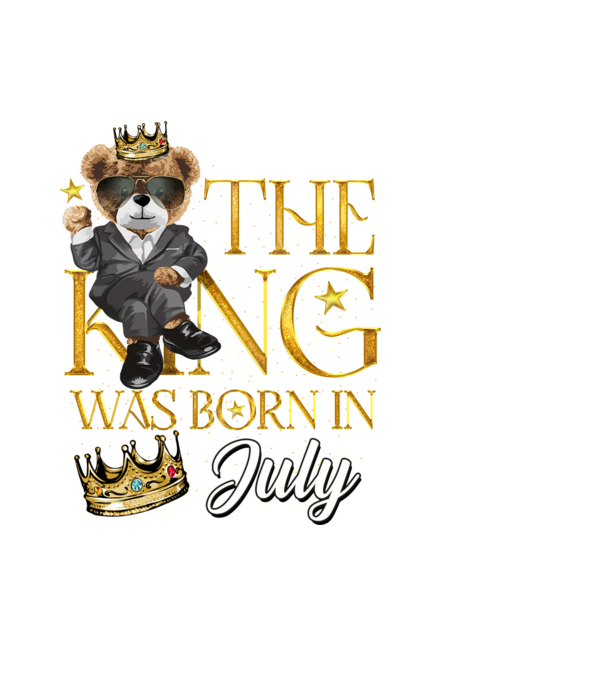 The king was born int JULY model negru pe tricou