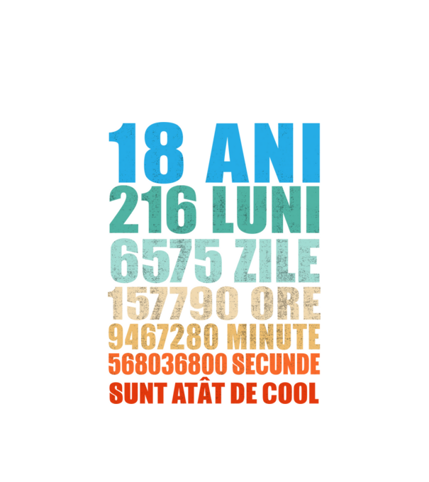 De 18 ani - luni - zile - ore - minute - secunde - sunt atât de cool model alb pe tricou