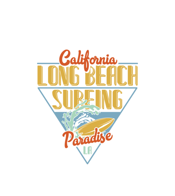 Long Beach model alb pe tricou