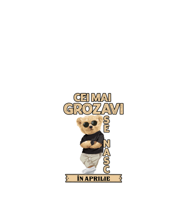 Teddy cel cool Aprilie model negru pe tricou