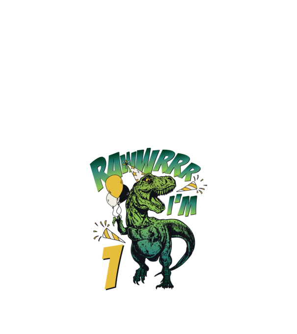 'Birthday Dinosaur rawww i''m 1' model alb pe tricou