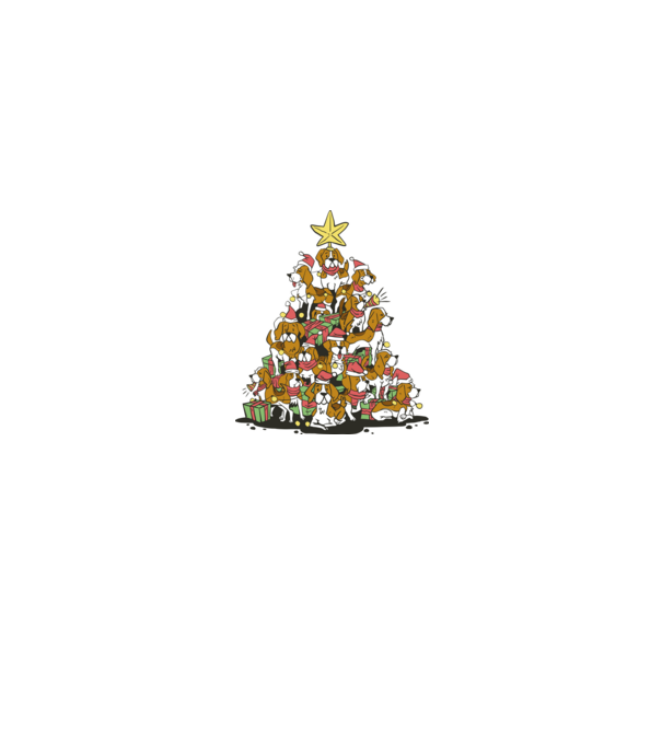 beagle christmas tree model negru pe tricou