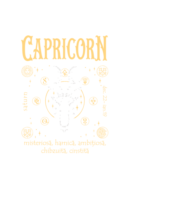 Zodiac femeie CAPRICORN golden model negru pe tricou