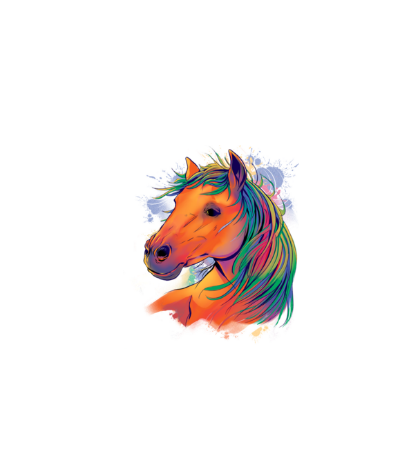 Colorful Horse model alb pe tricou