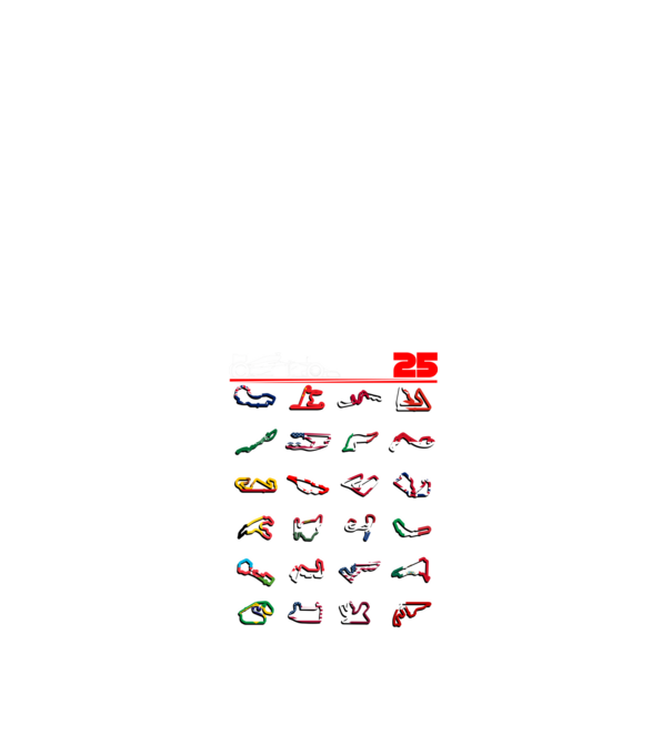 F1 calendar 2025 Negru model alb pe tricou