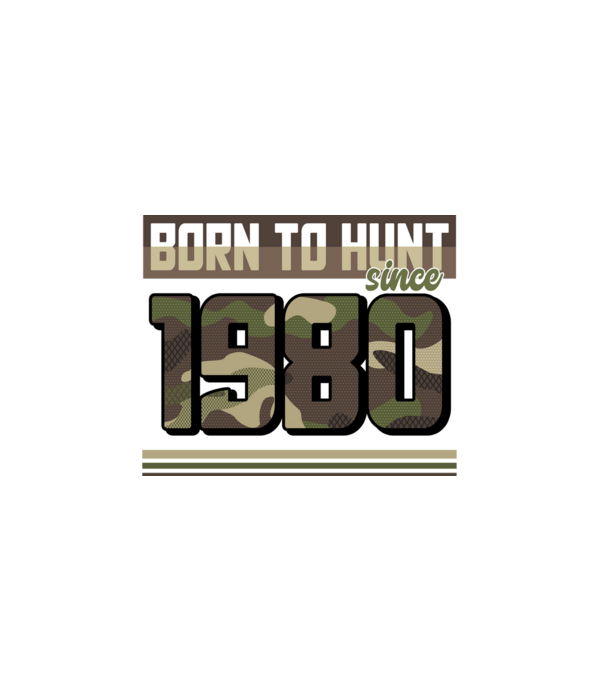 Born to hunt since 1980 model negru pe tricou