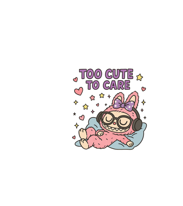 Too cute to care model negru pe tricou