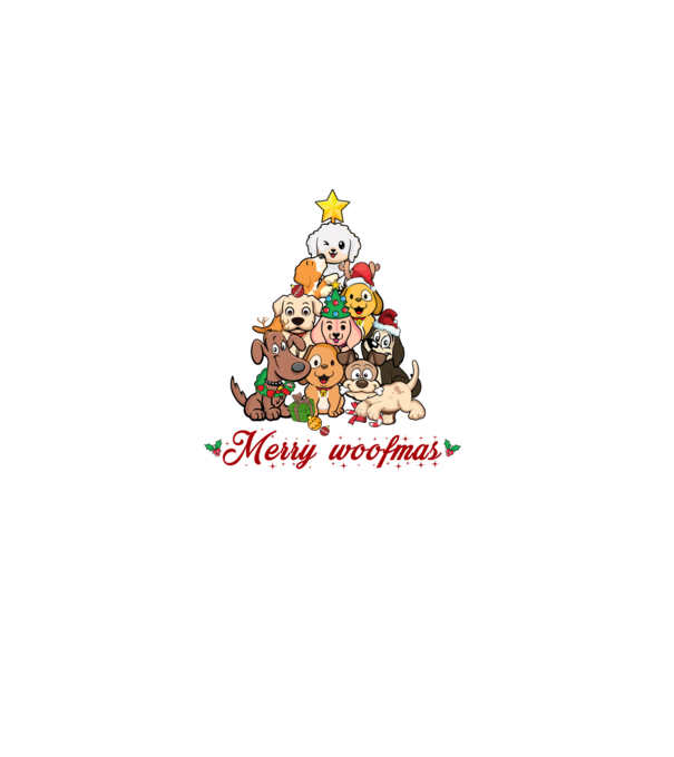 Merry woofmas model negru pe tricou