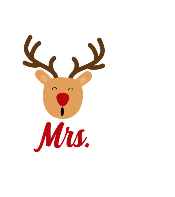 Mrs Reindeer christmas couple model albastru deschis pe tricou