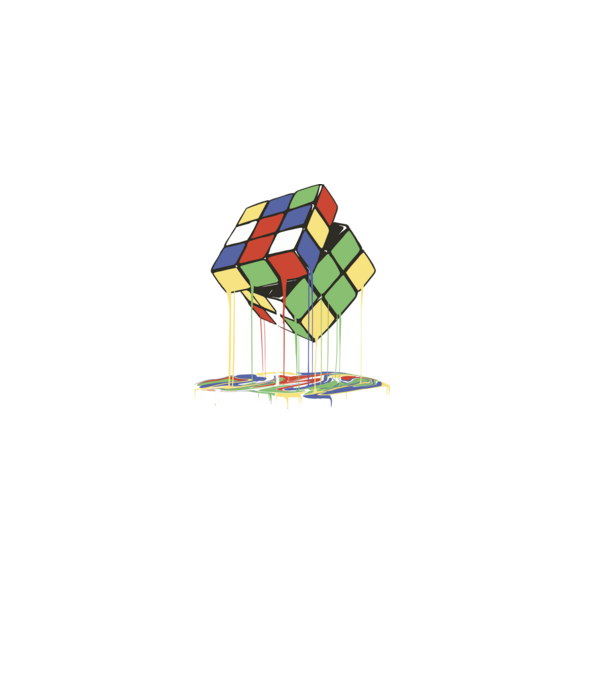 Melting Rubik cube model negru pe tricou