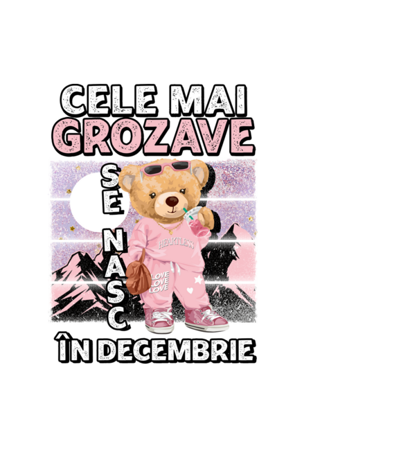 RETRO teddy fetişcană DECEMBRIE model negru pe tricou