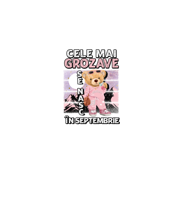 RETRO teddy fetişcană SEPTEMBRIE model negru pe tricou