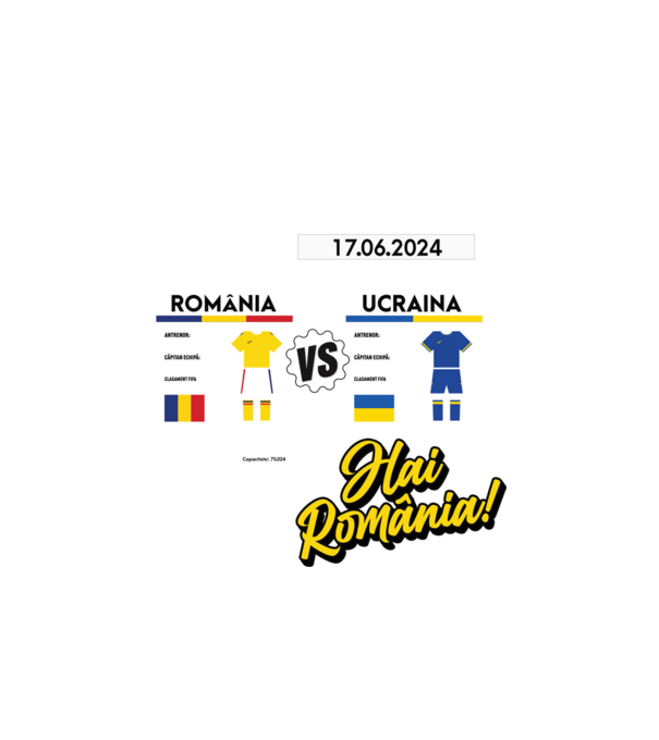 ROU-UKR euro 2024 calendar model alb pe tricou