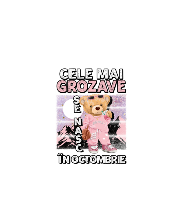 RETRO teddy fetişcană OCTOMBRIE model negru pe tricou