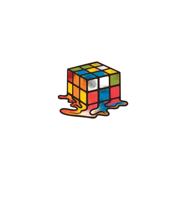 Melted Rubik model negru pe tricou