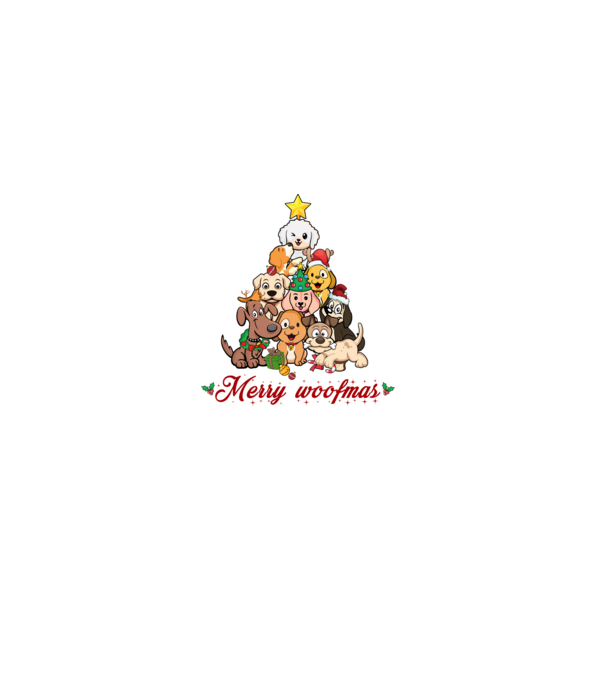 Merry woofmas model negru pe tricou