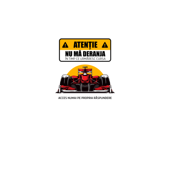 Atenție model alb pe tricou