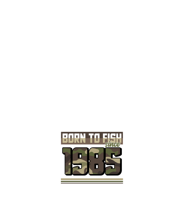 Born to fish since 1985 model albastru închis pe tricou