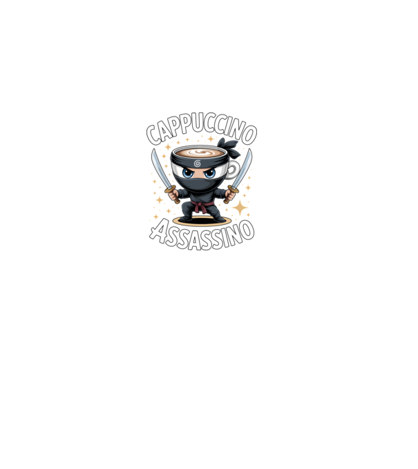 Cappuccino Assassino model negru pe tricou