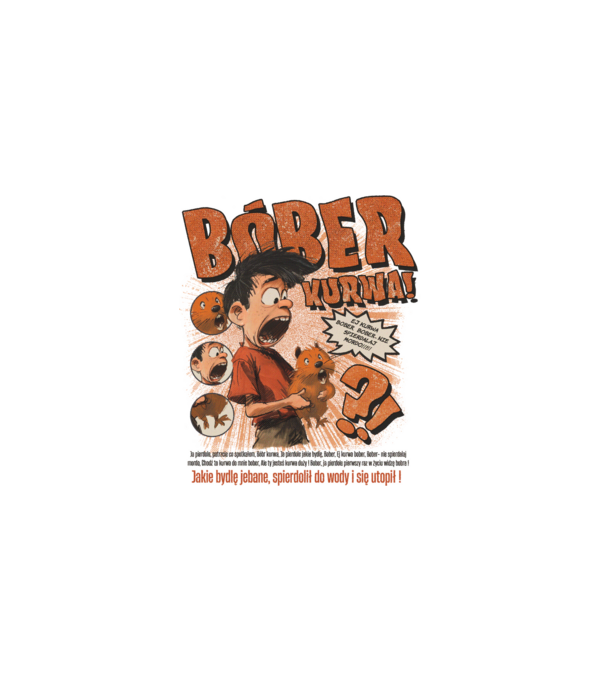 Bobr Kurwa comic model alb pe tricou