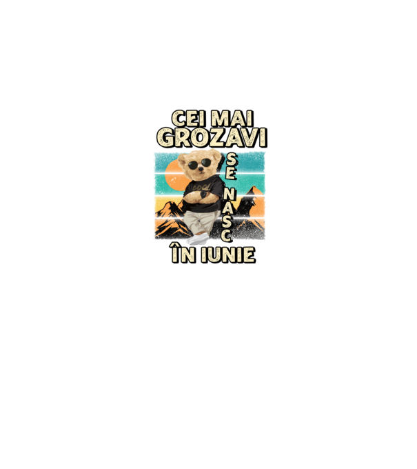 RETRO teddy IUNIE model negru pe tricou