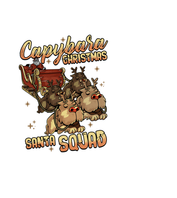 Capybara christmas santa squad model negru pe tricou