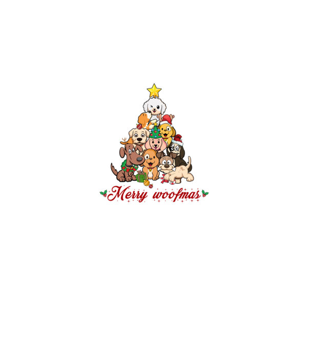 Merry woofmas model negru pe tricou